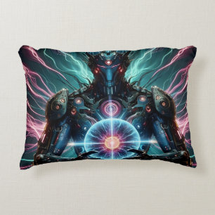 Futuristic Robot Cosmic Core Cyberpunk Decorative Cushion