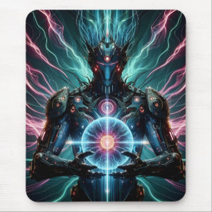 Futuristic Robot Cosmic Core Cyberpunk Mouse Mat