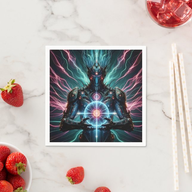 Futuristic Robot Cosmic Core Cyberpunk Napkin (Insitu)