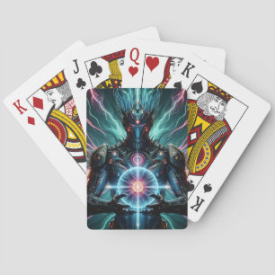 Futuristic Robot Cosmic Core Cyberpunk Playing Cards