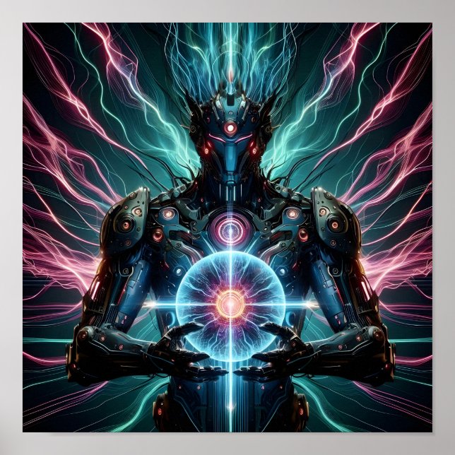 Futuristic Robot Cosmic Core Cyberpunk Poster (Front)