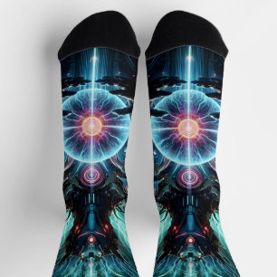 Futuristic Robot Cosmic Core Cyberpunk Socks