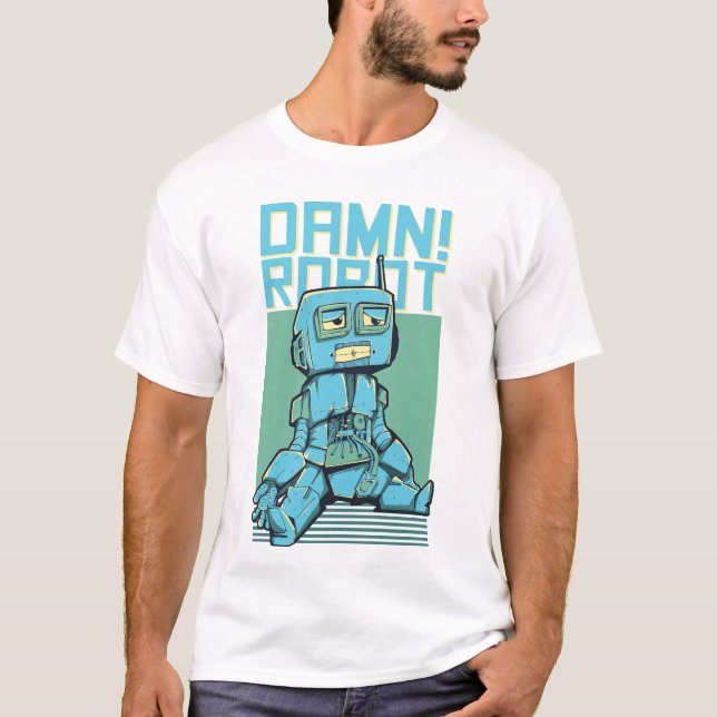 Futuristic Robot Illustration - Cybernetic Tech Ar T-Shirt (Front)