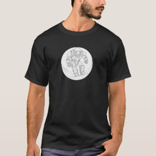 Futuristic Robot Line Art T-Shirt – Sci-Fi Mech Wa