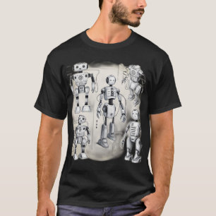 Futuristic Robotics & AI–Black & White Tech Marvel T-Shirt