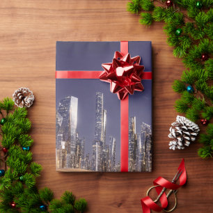 Futuristic Sci-Fi City Reflected In Desert Sands Wrapping Paper