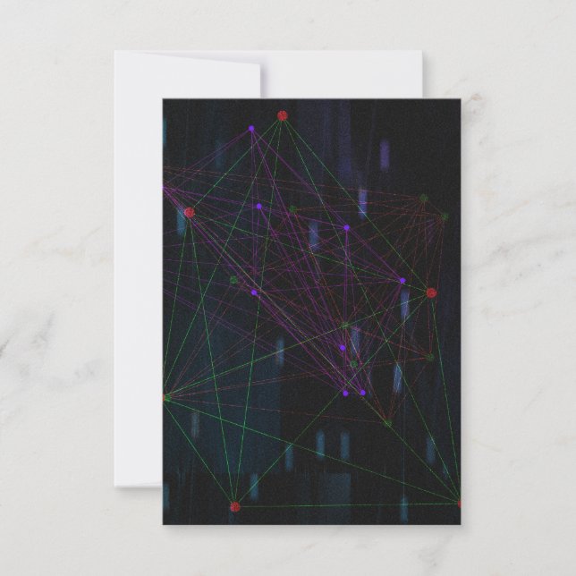 Futuristic Sci-Fi Node Network Blank Invitation (Front)