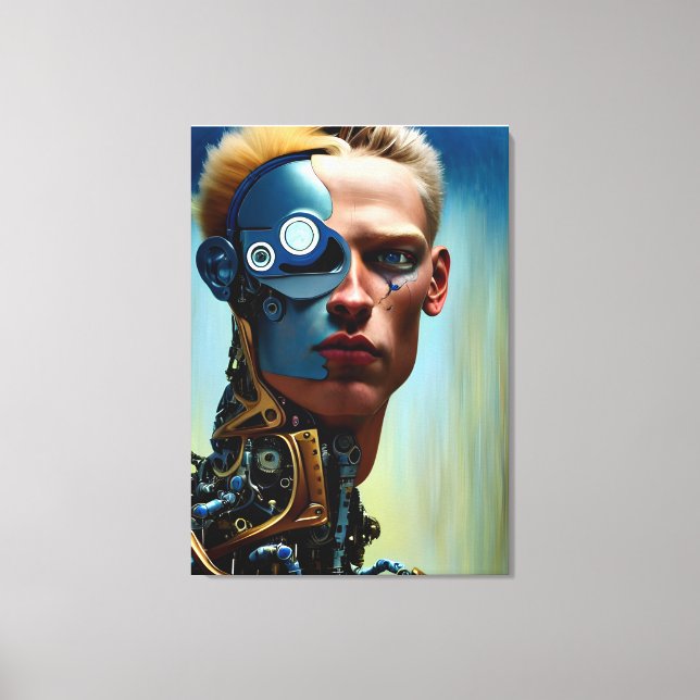 Futuristic Science Fiction Cyborg Man Wall Art  (Front)