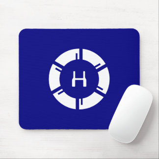 Futuristic SciFi Circle With Custom Monogram Blue Mouse Mat