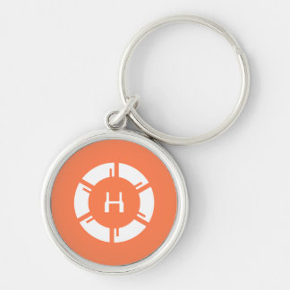 Futuristic SciFi Circle With Custom Monogram Coral Key Ring
