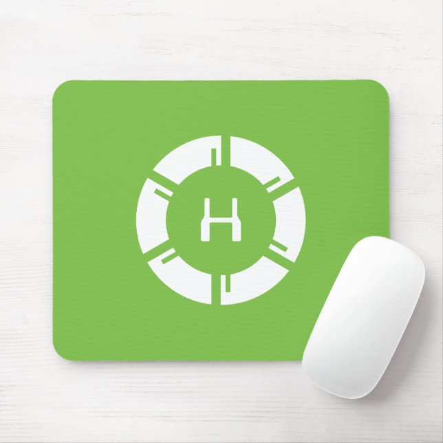 Futuristic SciFi Circle With Custom Monogram Green Mouse Mat (With Mouse)