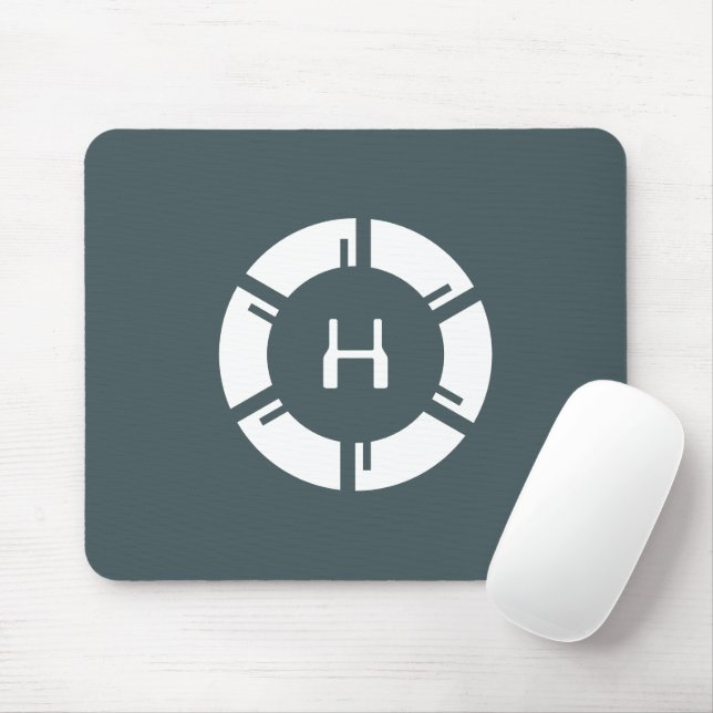 Futuristic SciFi Circle With Custom Monogram Grey Mouse Mat (With Mouse)