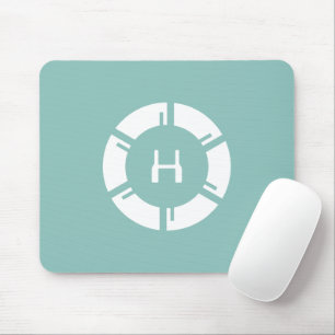 Futuristic SciFi Circle With Custom Monogram Mint Mouse Mat