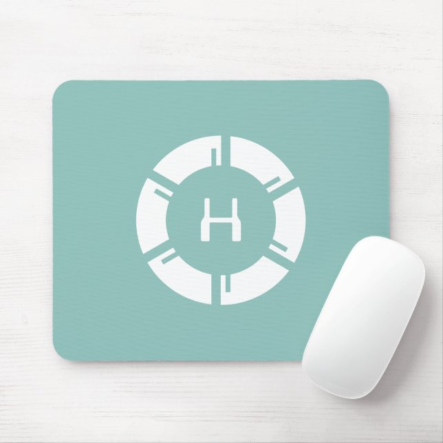 Futuristic SciFi Circle With Custom Monogram Mint Mouse Mat (With Mouse)