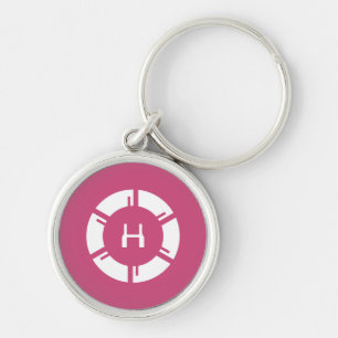 Futuristic SciFi Circle With Custom Monogram Rose Key Ring