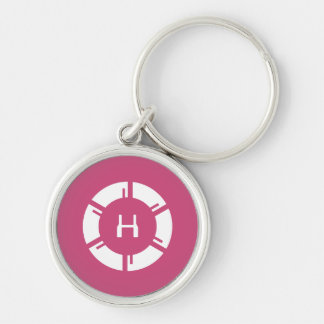Futuristic SciFi Circle With Custom Monogram Rose Key Ring
