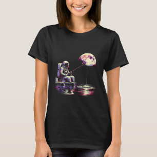 Futuristic Space Design Astronaut Fishing Moon Spa T-Shirt