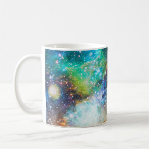 Futuristic space, starry nebula background. coffee mug