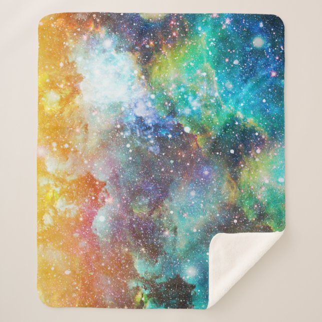 Futuristic space, starry nebula background. sherpa blanket (Front)