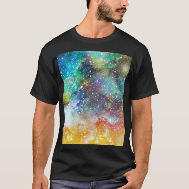 Futuristic space, starry nebula background. T-Shirt (Front)