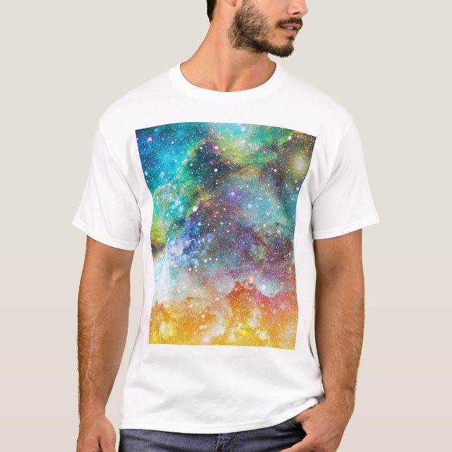 Futuristic space, starry nebula background. T-Shirt (Front)
