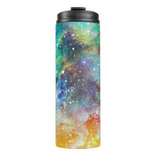 Futuristic space, starry nebula background. thermal tumbler