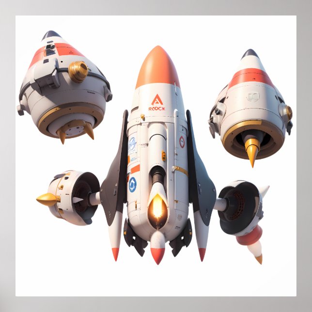 Futuristic Spacecraft Design Detachable Modules Poster (Front)