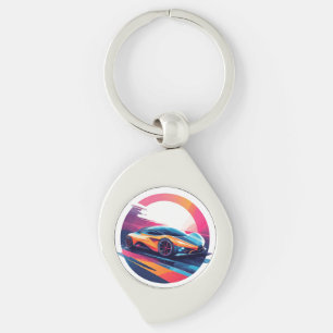 Futuristic Sports Car Key Ring