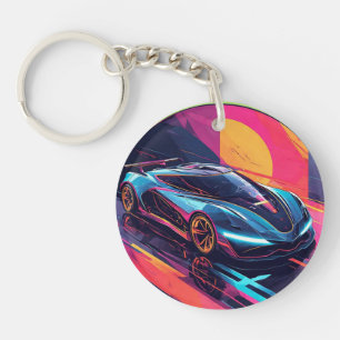 Futuristic Sports Car Key Ring