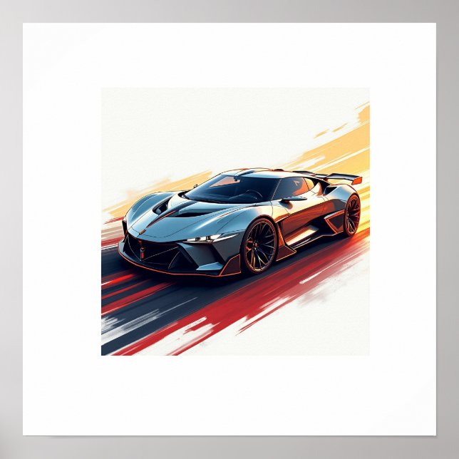 Futuristic Sports Car – Sleek AI-Generated Design  Poster (Front)