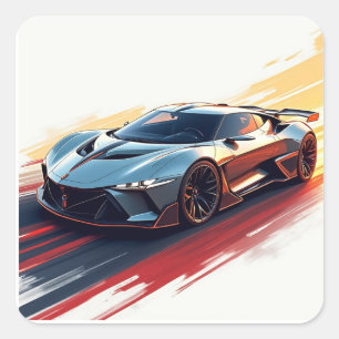Futuristic Sports Car – Sleek AI-Generated Design Square Sticker