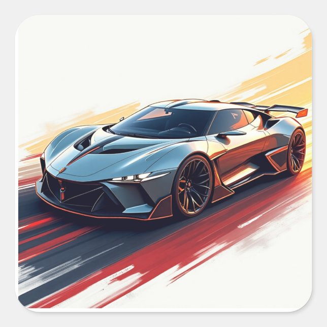 Futuristic Sports Car – Sleek AI-Generated Design  Square Sticker (Front)