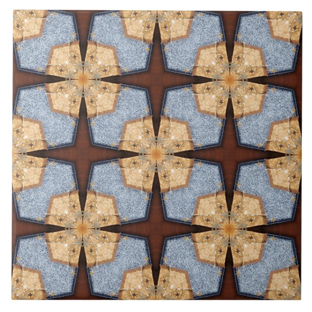 Futuristic Square and Star Pattern Tile (Front)