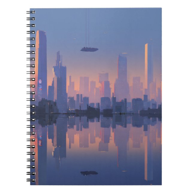 Futuristic Sunset Cityscape Notebook (Front)