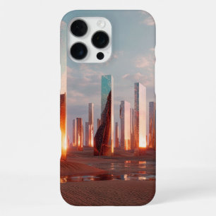 Futuristic Surreal Mirror Towers In Desert iPhone 16 Pro Max Case