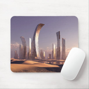 Futuristic Surreal Skyscrapers In Desert Landscape Mouse Mat