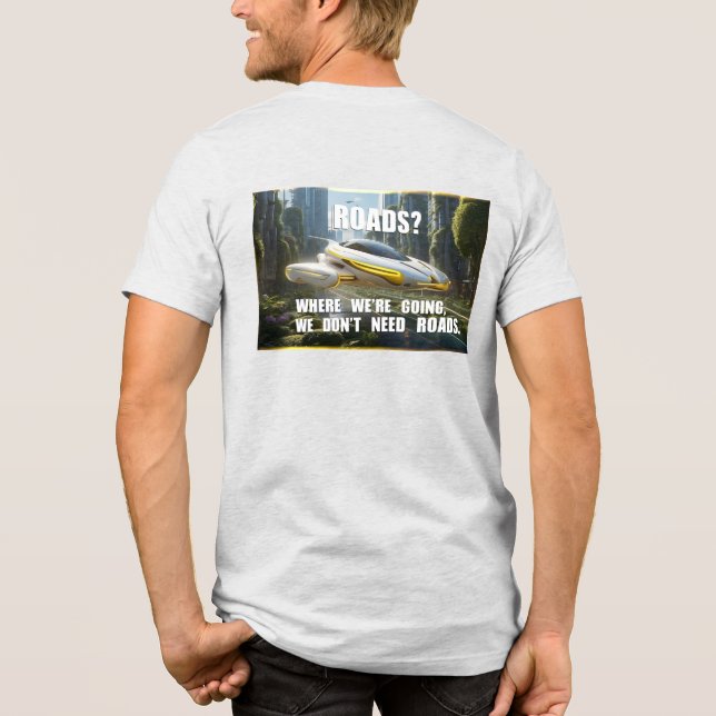 Futuristic T-Shirt. Flying vehicle. Tri-Blend Shirt (Back)