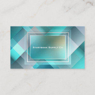 Futuristic Teal Geometric Layered Rectangle Modern Business Card
