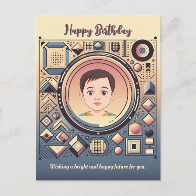 Futuristic Tech-Inspired Custom Birthday Card (Front)