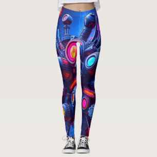 Futuristic Tech Orb Leggings Neon Cyberpunk Vibe