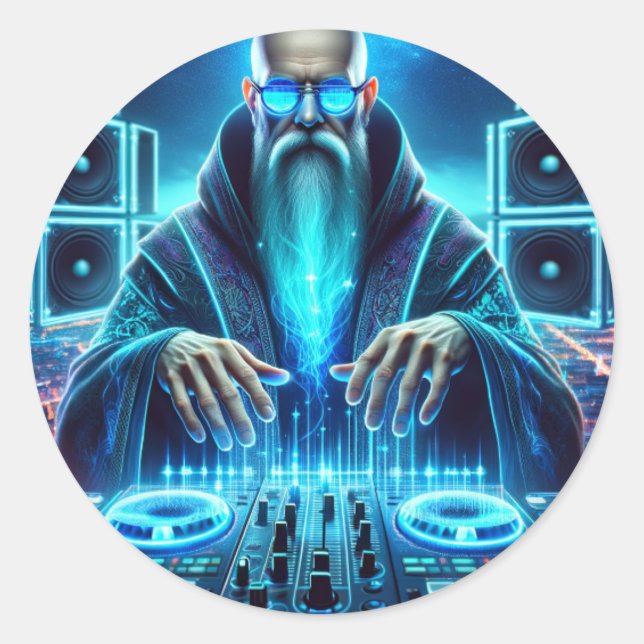  Futuristic Techno Wizard Classic Round Sticker (Front)