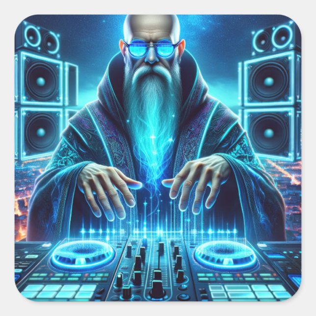 Futuristic Techno Wizard Sticker (Front)