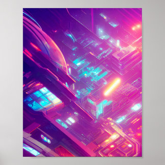 Futuristic technology circuit board  poster