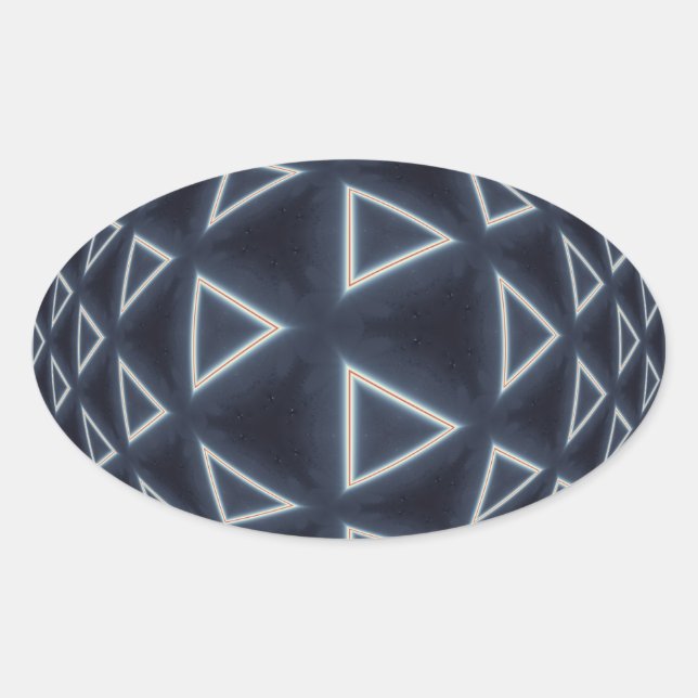 Futuristic Triangle Sphere Geometric Art Oval Sticker (Front)