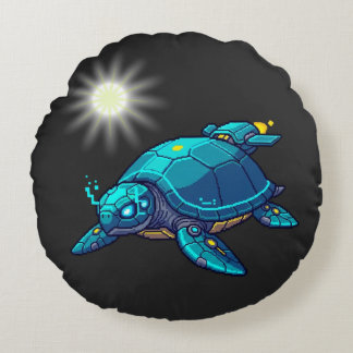 Futuristic Turtle Round Cushion