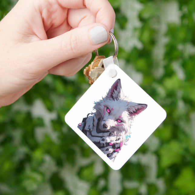 Futuristic White Fox Key Ring (Hand)