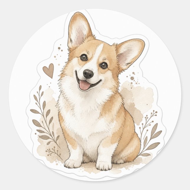 Fuyr baby: Corgi Classic Round Sticker (Front)
