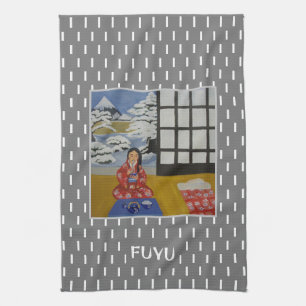 Fuyu Japanese Winter season Art Tea Towel