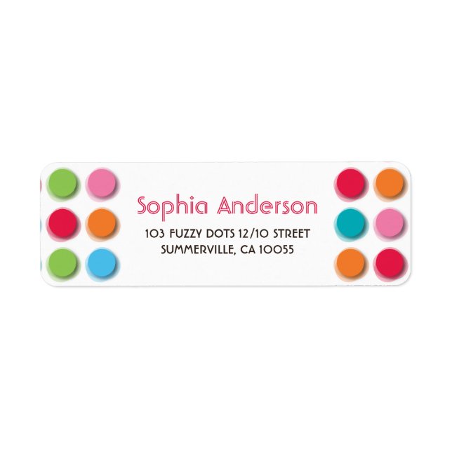 Fuzzy Blur Colour Dots Retro Party Address Labels (Front)