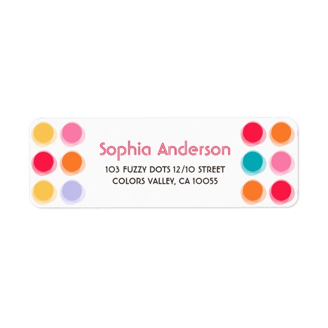 Fuzzy Blur Colour Dots Retro Party Address Labels (Front)
